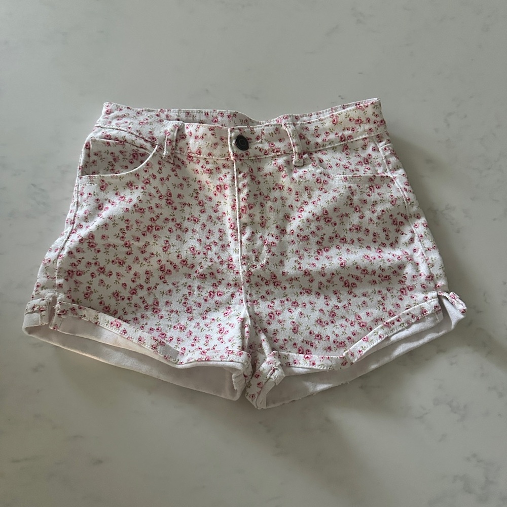COPPER KEY Big Girl’s Floral Cuffed Shorts Size 14 Pink White Dillard’s